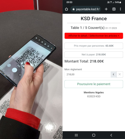 Paiement à table : QR code et application mobile